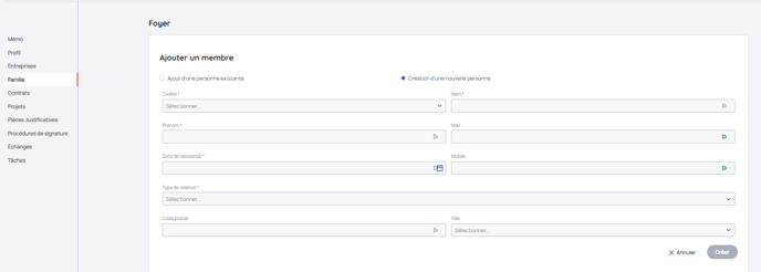 ajouter un membre famille