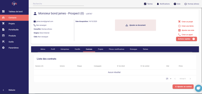 ecran contact contrat